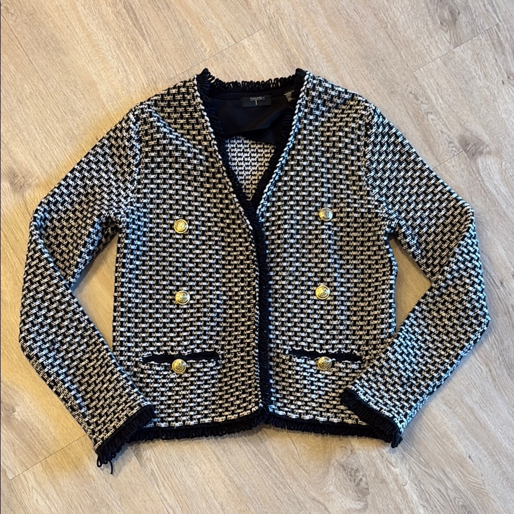 Black and White Sweater Blazer - Tahari Size Small